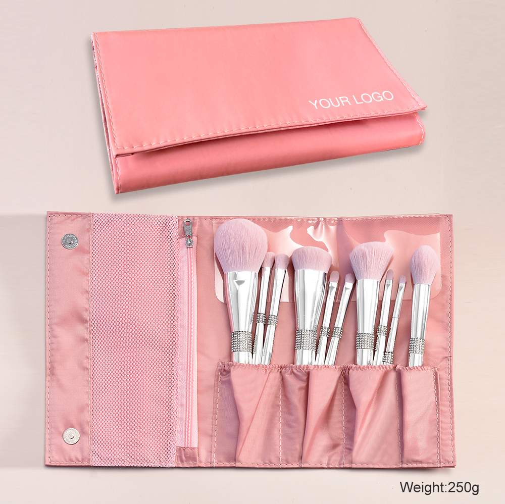 Luxury bling 11 high-end makeup brush sets  makeup tools loose powder eyelash brush sliver color