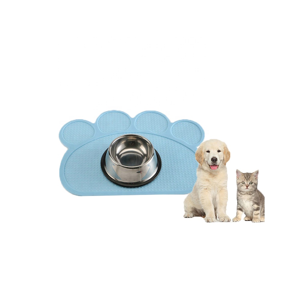Paw Shape Large Size Pet Mat Non Slip Waterproof Puppy Dog Pet Bowl Mat Silicone Feeding Pet Food Mat