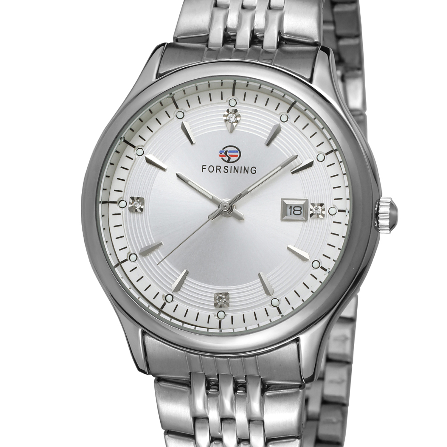 FORSINING 8088 silver Men's mechanical watch Top Brand latest Stainless steel band dial Waterproof auto Watches for Men