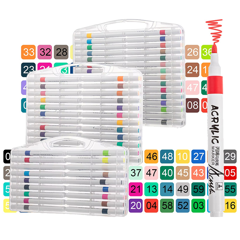 Multi Color Marker Set Water Based Ink Portable Art Painting Acrylic Marker For Plastic Canvas Glass