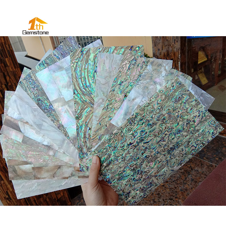 Mother Of Pearl Shiny Painted Surface Flexible Flat Double-Sided Adhesive Shell Veneer Sheet