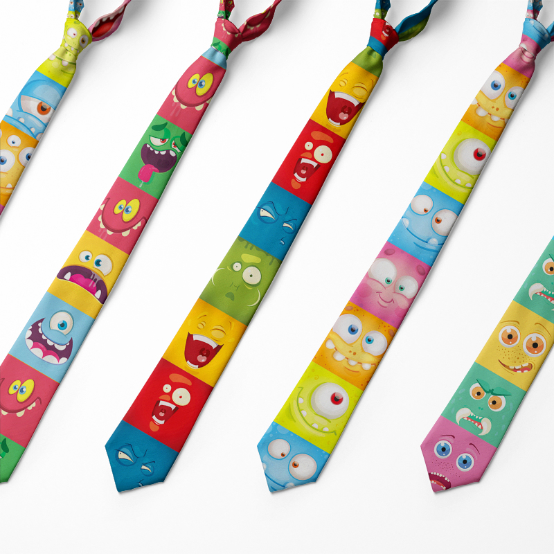 New Cartoon Grimace Tie For Men Women Polyester Neck Tie For Wedding Casual Men's Neckties Funny Face 3D Print Neck Ties Cravat