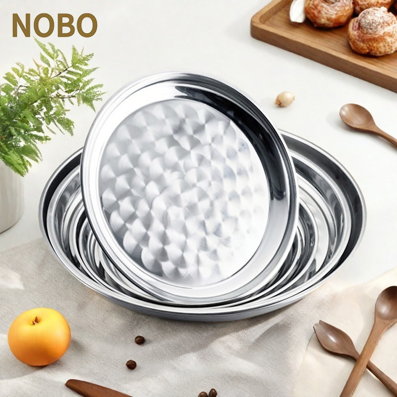 12/14/16/18/20/22/24/26/28 Inch Stainless Steel Round Metal Dinner Plates for restaurant