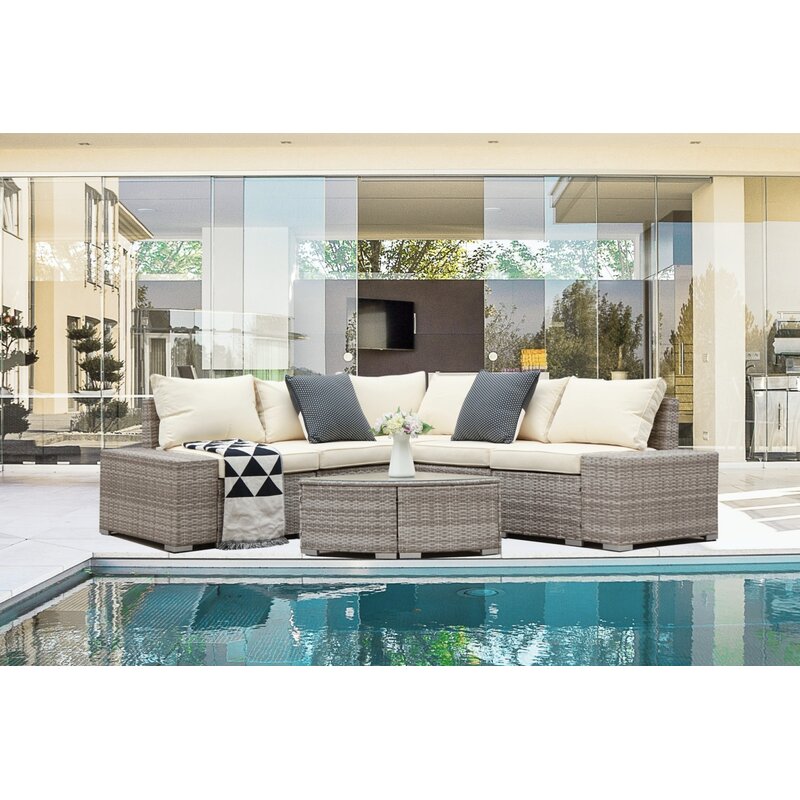 7 pieces Outdoor high quality modern design Wicker Patio Sofa with Cushions furniture sofa set