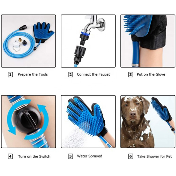 POP DUCK Dog Shower Sprayer Bath Glovess Pet Bathing Tool Compatible with Shower Bath Tub