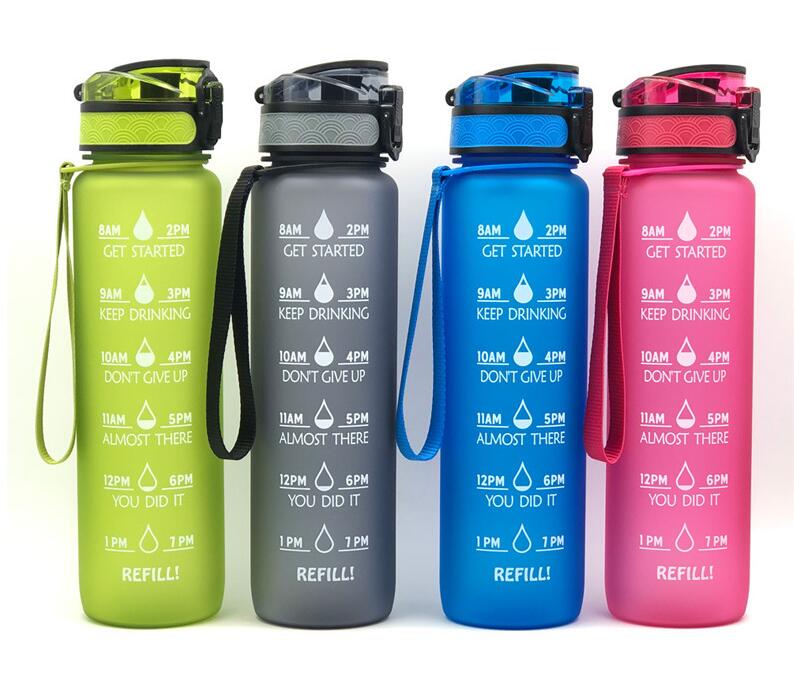 Amazon Hot Motivational Fitness Workout Plastic Tritan Water Bottle with Time Markings & Measurements 1000ml/32OZ