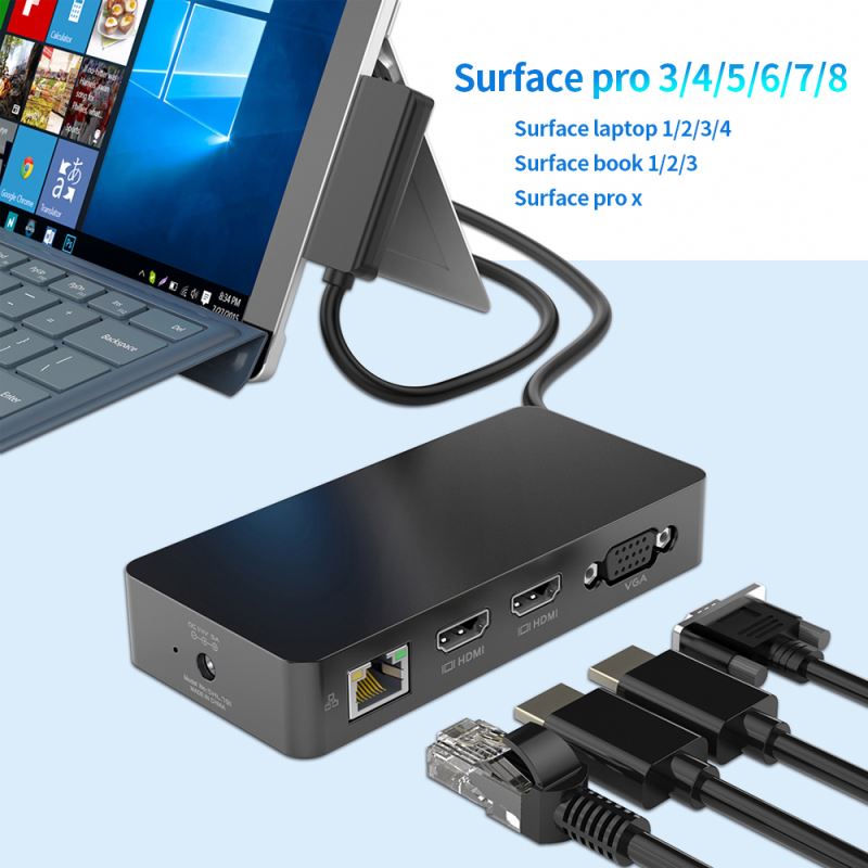 Концентратор на 12 портов USB 3,0, 4 USB-разветвитель, универсальный репликатор VGA HD * MI для ноутбука, док-станция типа C для Surface Pro 3 4 5 6 7 X