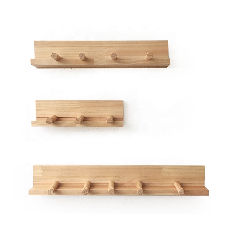Creative solid wood coat rack partition wall shelf removable coat hook