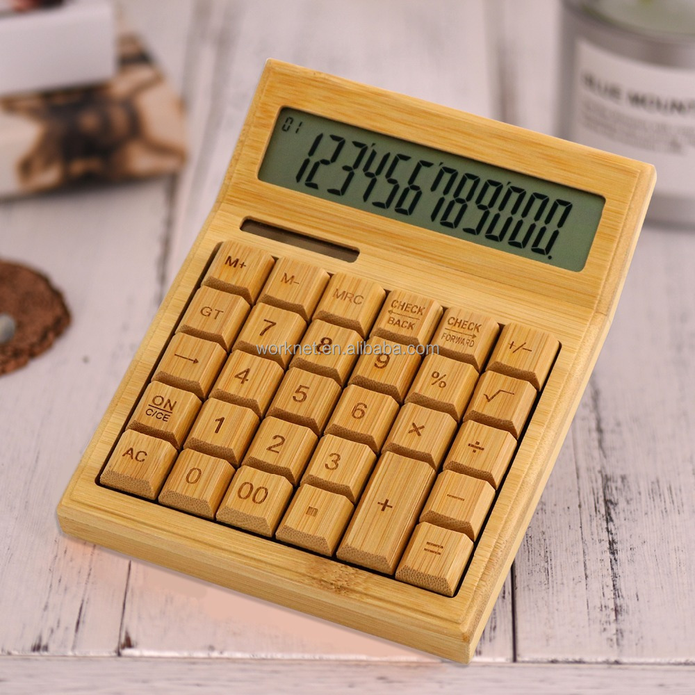China Factory Wholesale LCD Display CS30 Calculator Bamboo Solar Calculator Wood Scientific Calculator 12 digits 30 keys