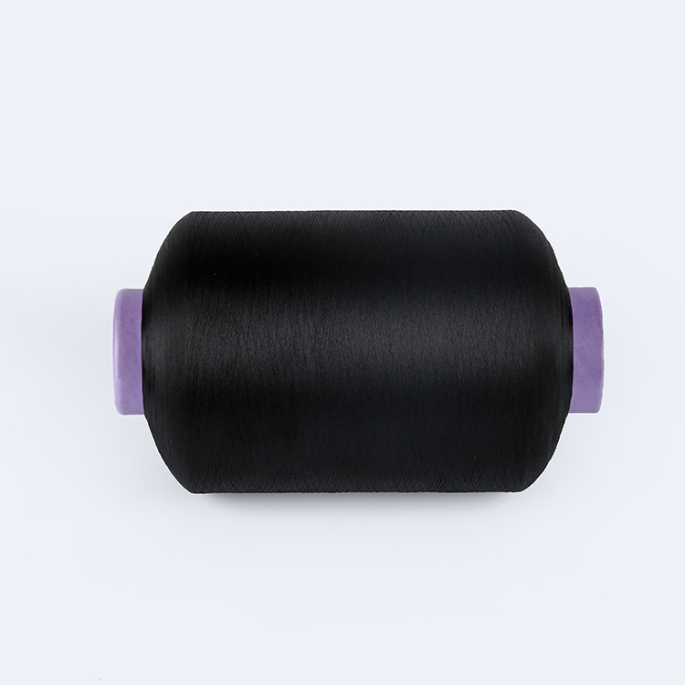 Manufacturer hot sell 50D 48F Semi dull black dty 100% Polyester twisted yarn for woven label