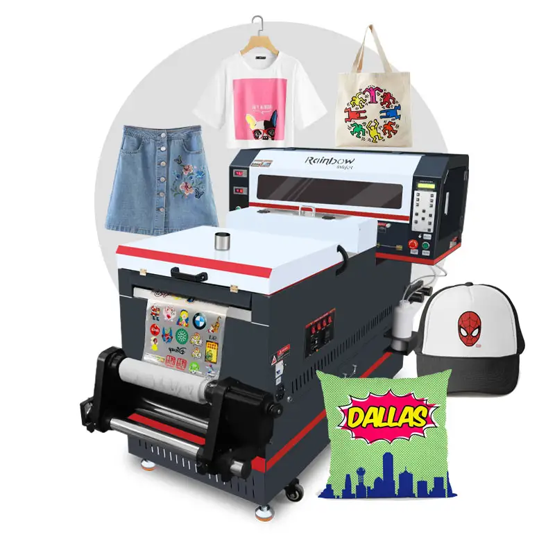 Rainbow A3 DTF Printer Set XP600 30cm 60cm Printing and Shaking Powder All In One DTF Printing Machine PET Film DTF Printer