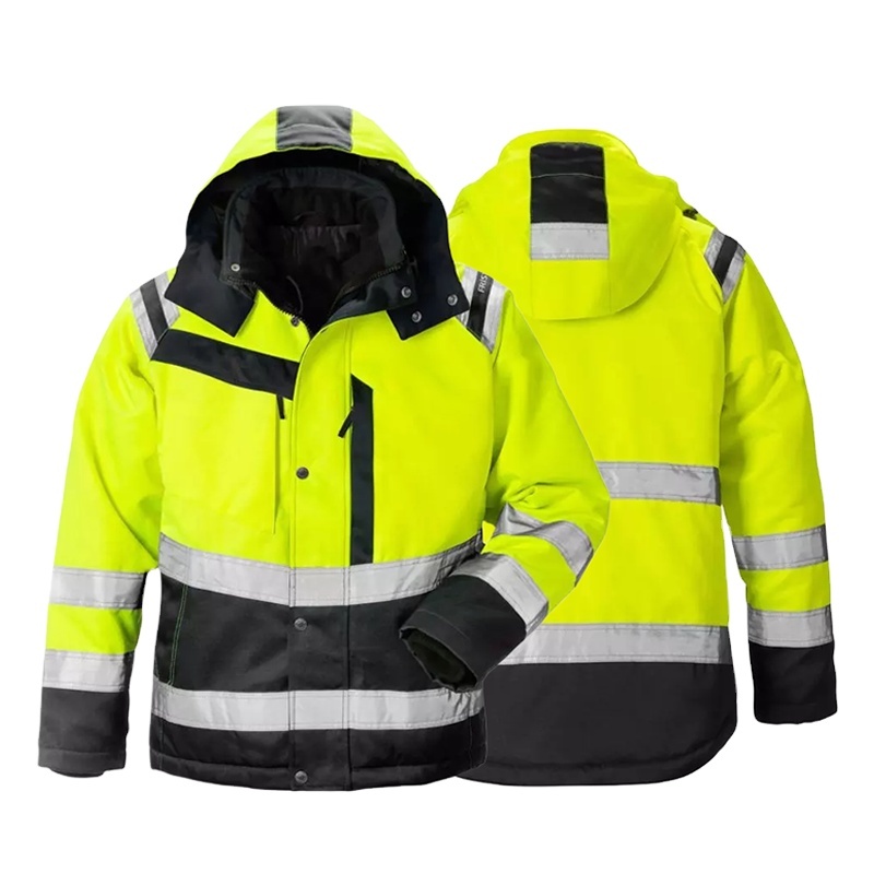 Winter Waterproof Fleece Warm High Visibility Worker Workwear Custom Logo Construction Work Hi Vis Safety Reflective Jacket