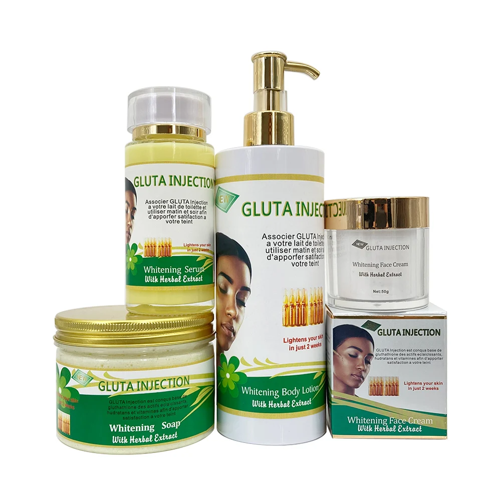 OEM Change Logo Combined Glutathion Strong Whitening Milk with Herbal Extract for Lightens Black Skin Skincare Sets