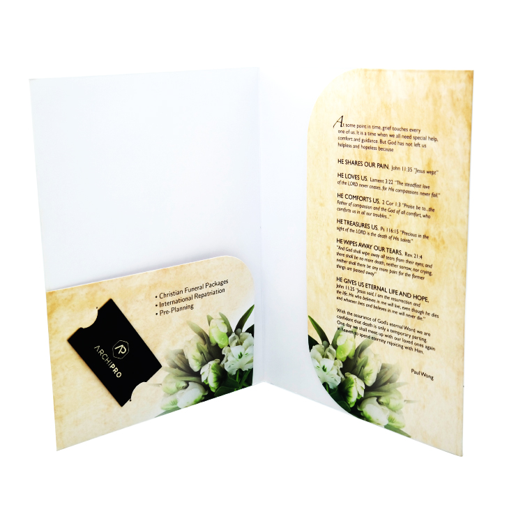 Custom Size A4 A5 Thick Paper Full Color Printing Matt Laminated Pocket Folder with Logo