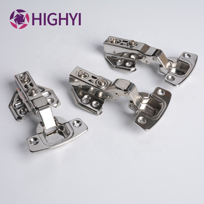 HIGHYI kitchen cabinet 105 degree angle ss hydraulic hinge cupboard full overlay adjustable hidden hinges soft closing