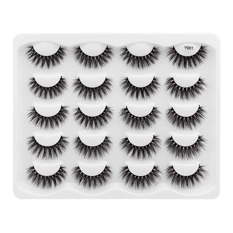 10 Pairs Natural Long False Eyelashes 3D Wholesale Thick Faux Mink Eyelashes
