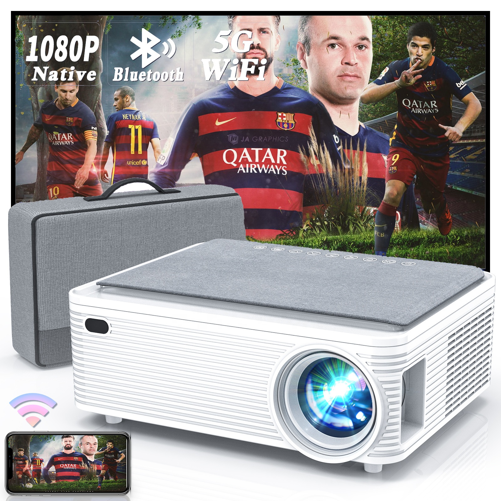 Новая конструкция проектора 1080p проекции проекторы Наружное освещение 9500 люмен проектор с разрешением 4k Портативный