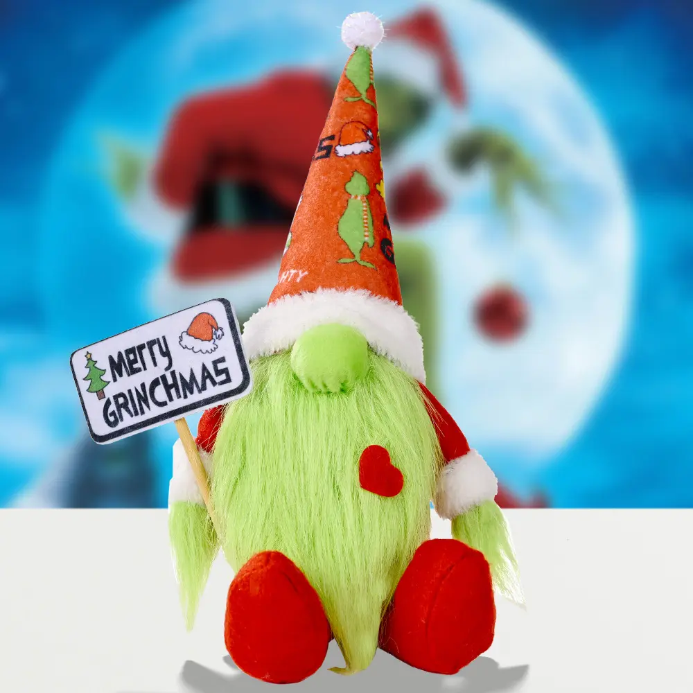 Plush Grinch Gnome Merry Christmas Santa Swedish Tomte Doll Gnomes for Xmas Decorations Party Table Decor