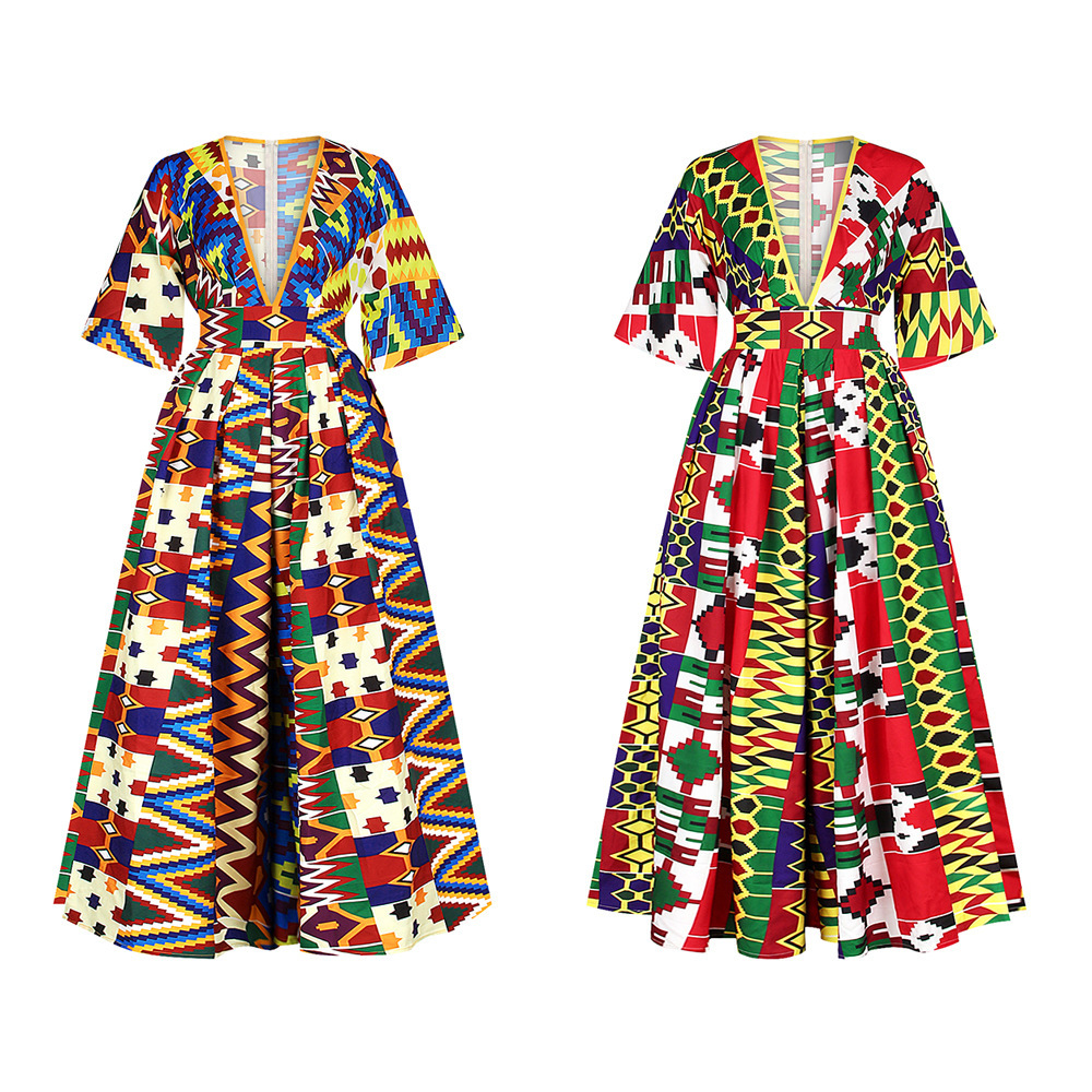 New Luxury African Floral Jumpsuit Rompers Short Sleeve Jumpsuits Digital Print Party Styles Pants Likes Dress