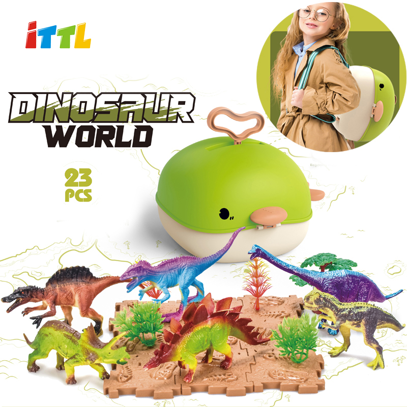 Игрушки для детей, игровой домик, рюкзак, набор игрушек с твердым ПВХ пластиковым динозавром, игрушки для детей