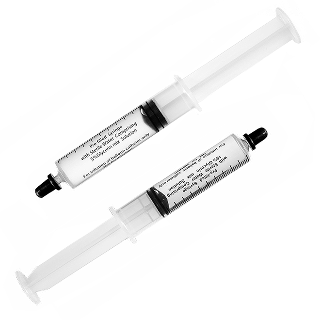 Glycerine PFS Disposable 10ml Prefilled Syringe with Sterille Water with Glycerine Solution 10% 5% for Balloon Inflation