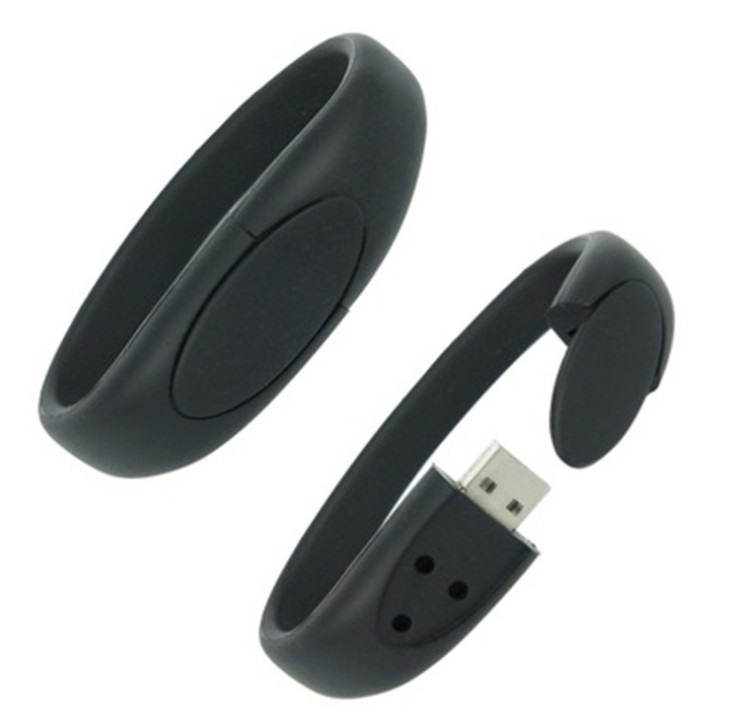 Custom logo silicone rubber bracelet wrist band with USB flash drive