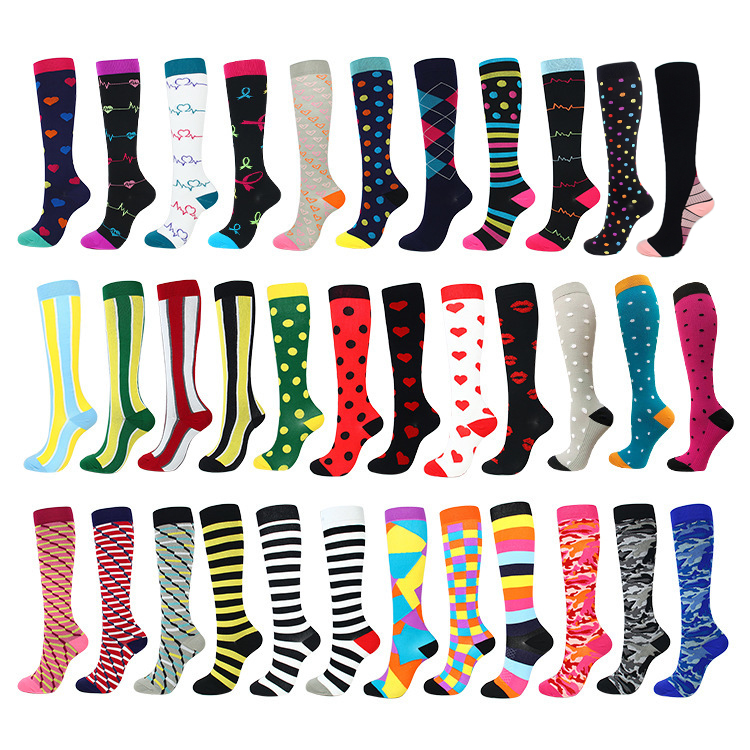 Custom Knee High Compression Socks Men Women Stretch Autumn Winter Warm Sock Compression Running Socks
