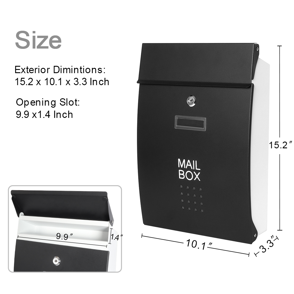 300*100*460MM Durable Heavy Duty Steel Waterproof Apartment Wall Mount Metal Post boxMailbox