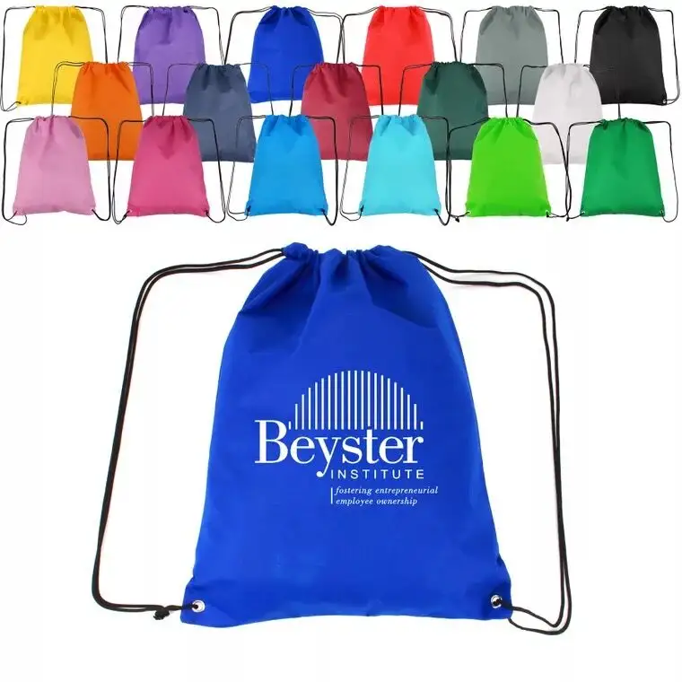 Promotional custom logo drawstring gym bag draw string packaging bags for women men children