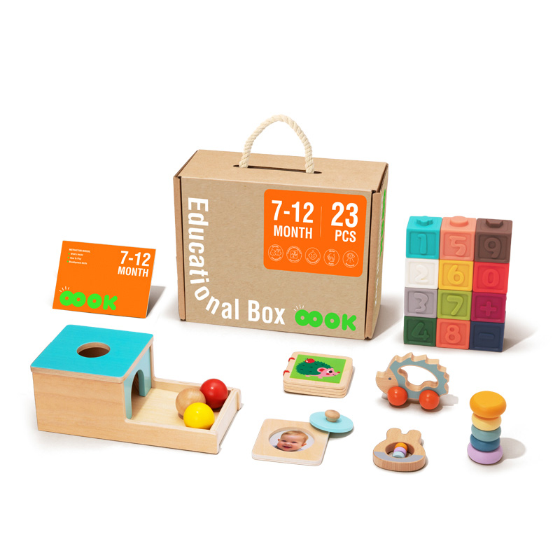Early Education Box Children's Soft Rubber Building Blocks Object Permanence Toys for Baby 7-12 months