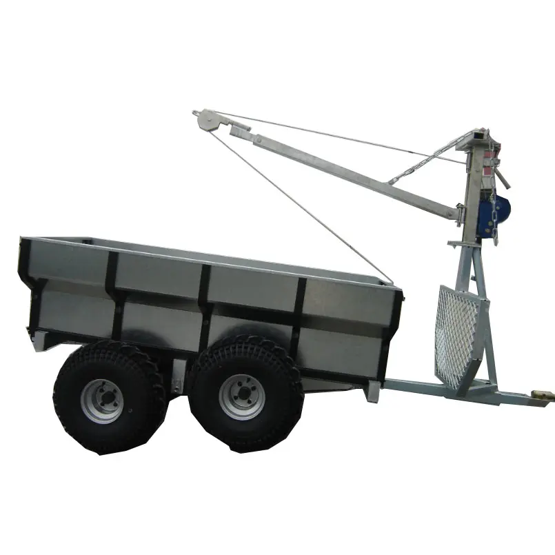 ATV log loader trailer with trailer bed and crane