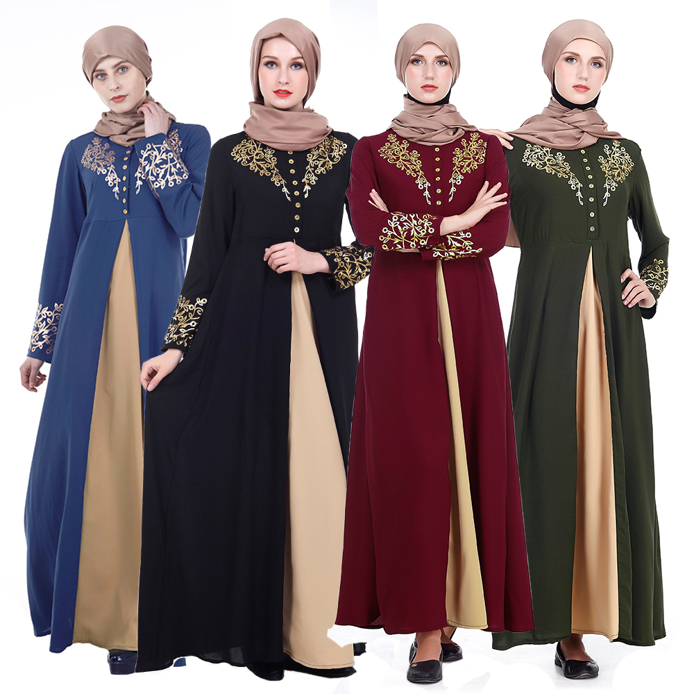 Zakiyyah Z180502 Исламская одежда Турецкая абайя кимоно с золотой печатью Дизайн утолщенный шифон черный цвет в Дубае