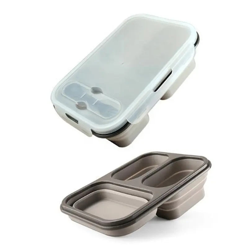 Новый BPA бесплатно готовая Еда складной силиконовый пищевой контейнер Bento Box