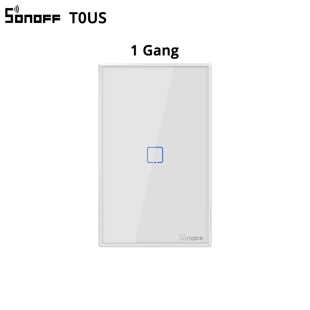 Sonoff T0US1c Smart Home Wifi/app Remote Control Glass Panel Light Touch 1gang Led Backlight Wall Switch Works With Alexa Ifttt