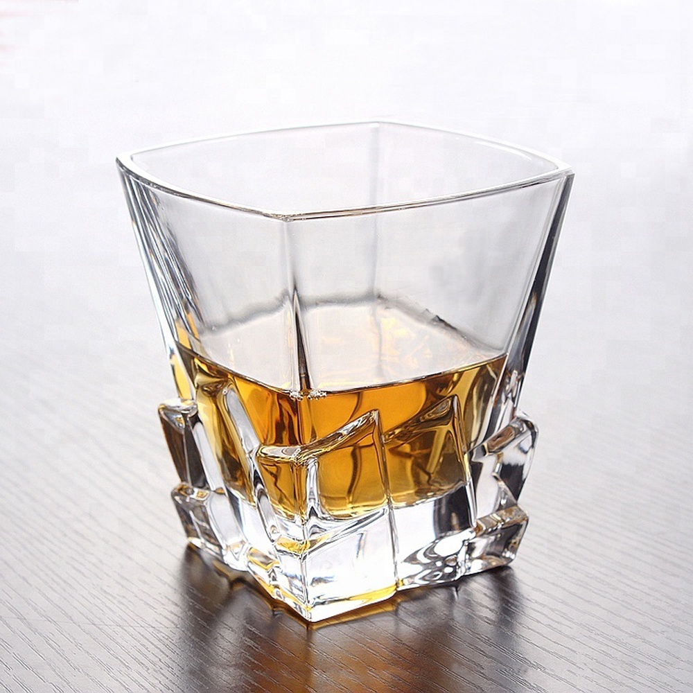Amazon Hot Selling 100% Lead Free Old Fashioned Square Whiskey Glasses Whiskey Wine Glass For Drinking