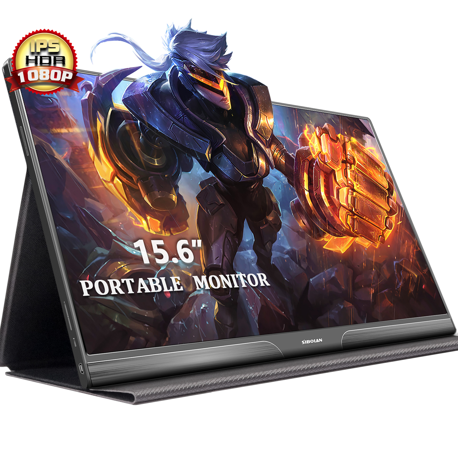 Запатентованный портативный монитор 15,6 дюймов 1080P IPS HDR USB C с двойной колонкой Type-C VESA кожаный чехол для ноутбука ПК телефона PS4