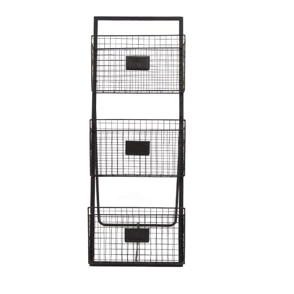 Wall or Floor File Holder Free Standing or Wall Mounted Two Tier Magazine and Folder Organizer Storage Rack for Office or Home