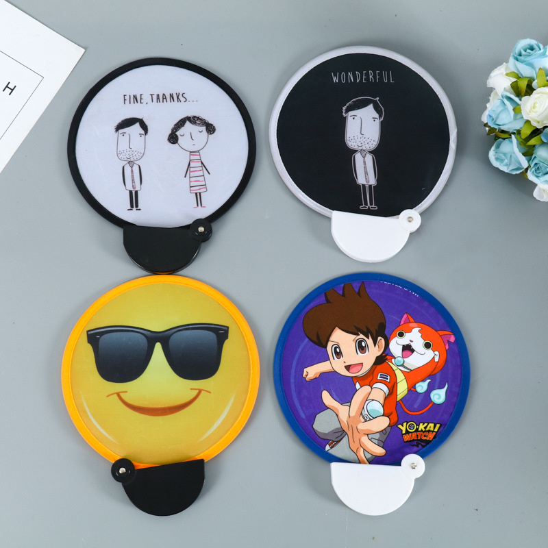 Custom Printed Polyester Round Foldable Fan Flexible Disc Toys Fan for Summer Promotion