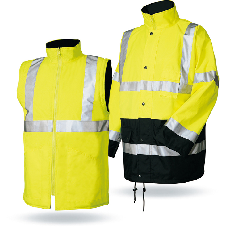 3 IN 1 Wholesale ENISO20471 high visibility 300D oxford windproof reflective safety jacket