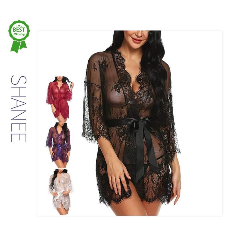 Shanee цветочные кружева с поясом само одеяние для сексуальных женщин SL2102007-SLM