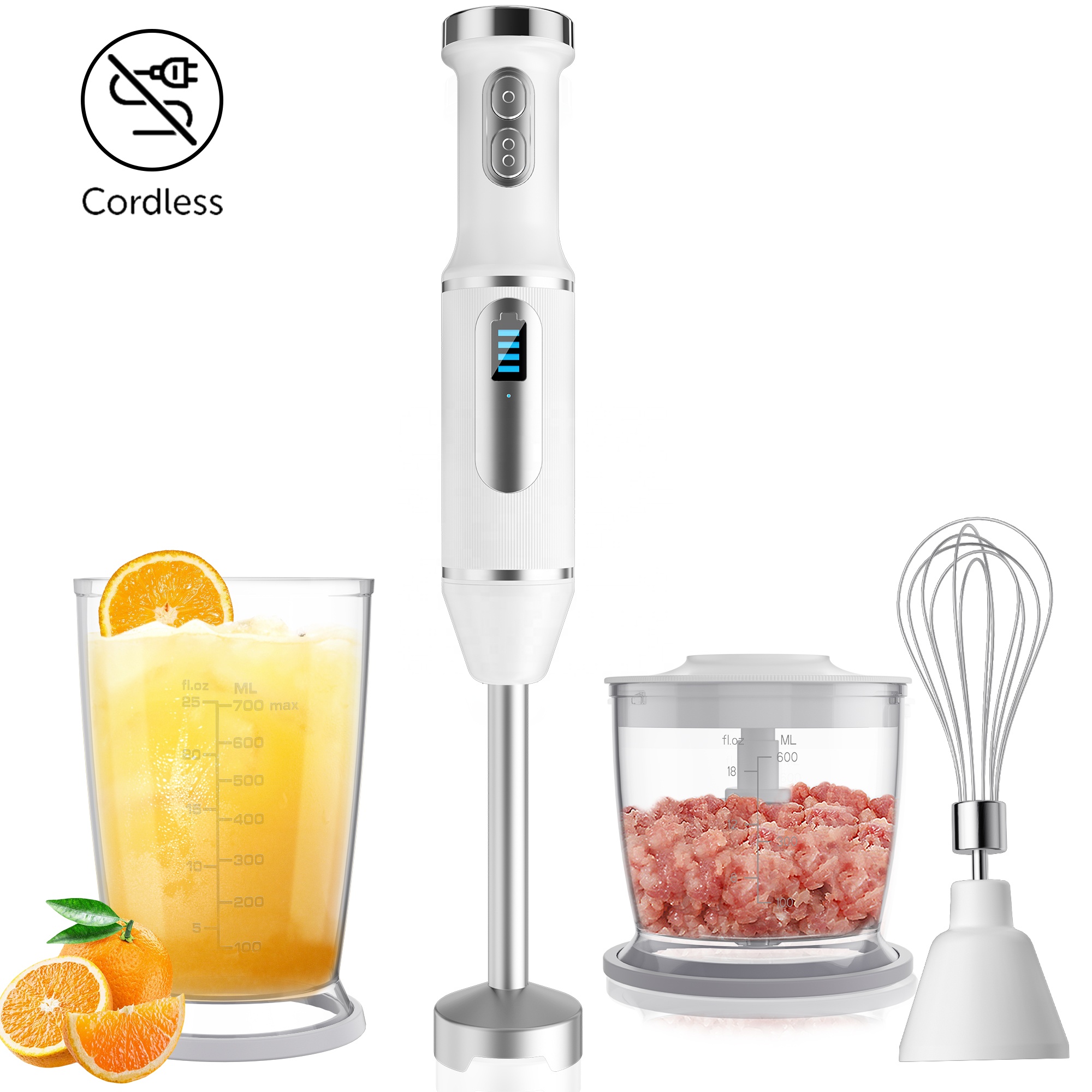 Manufacturer Direct Cordless Design Battery Operated 200W Portable Hand Blender with USB-C Charge