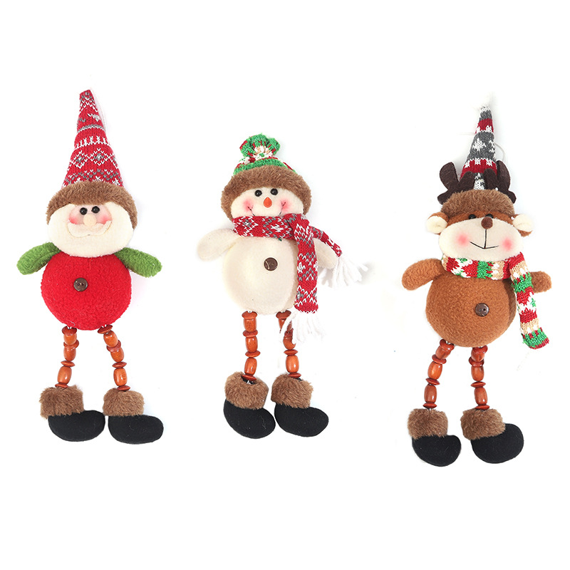 New Christmas decorations cartoon cute old man snowman elk hanging foot action figure with lights art and craft