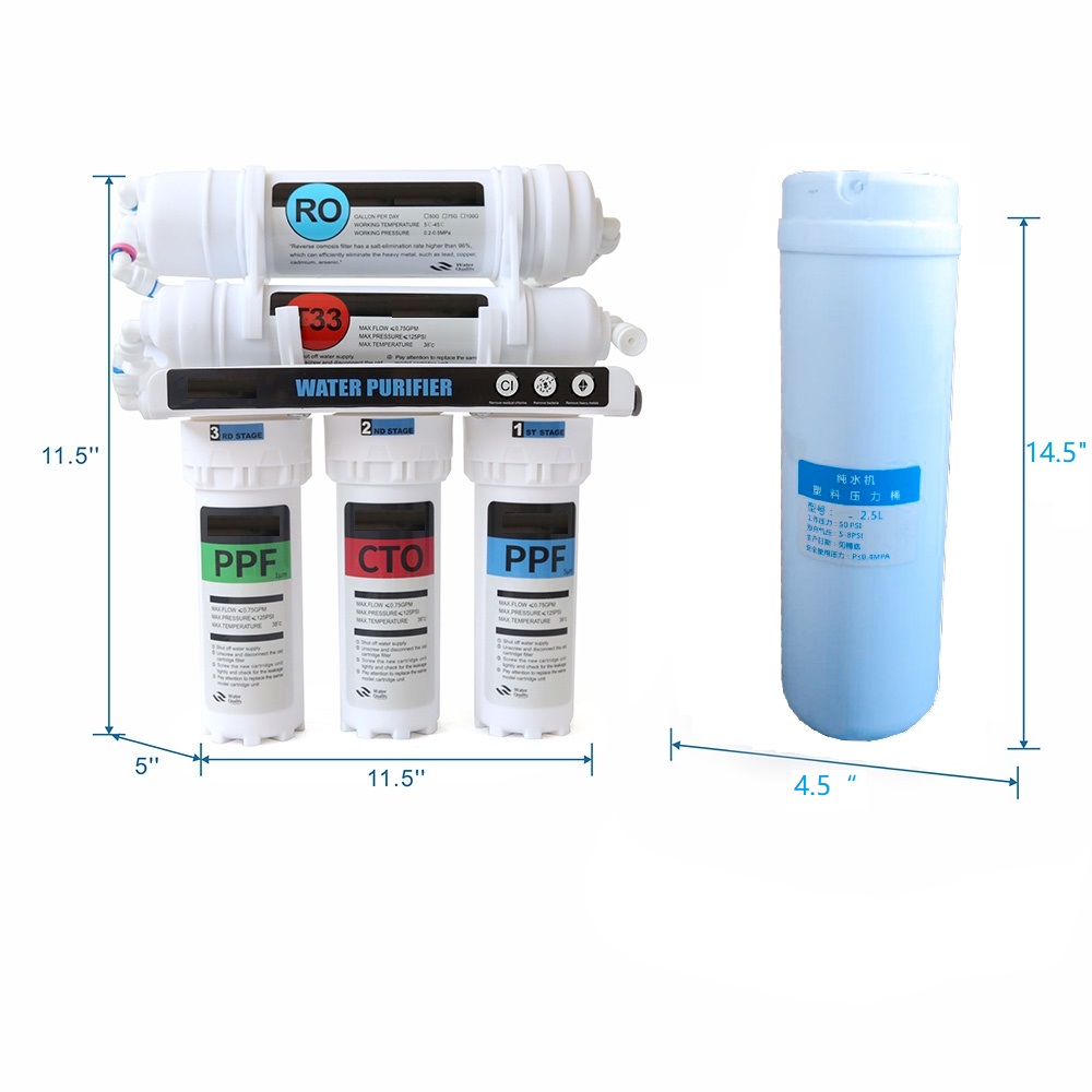 Mini water storage tank 50 75 100 125 GPD ro water purifier small kitchen Recreation vehicle RV water filter
