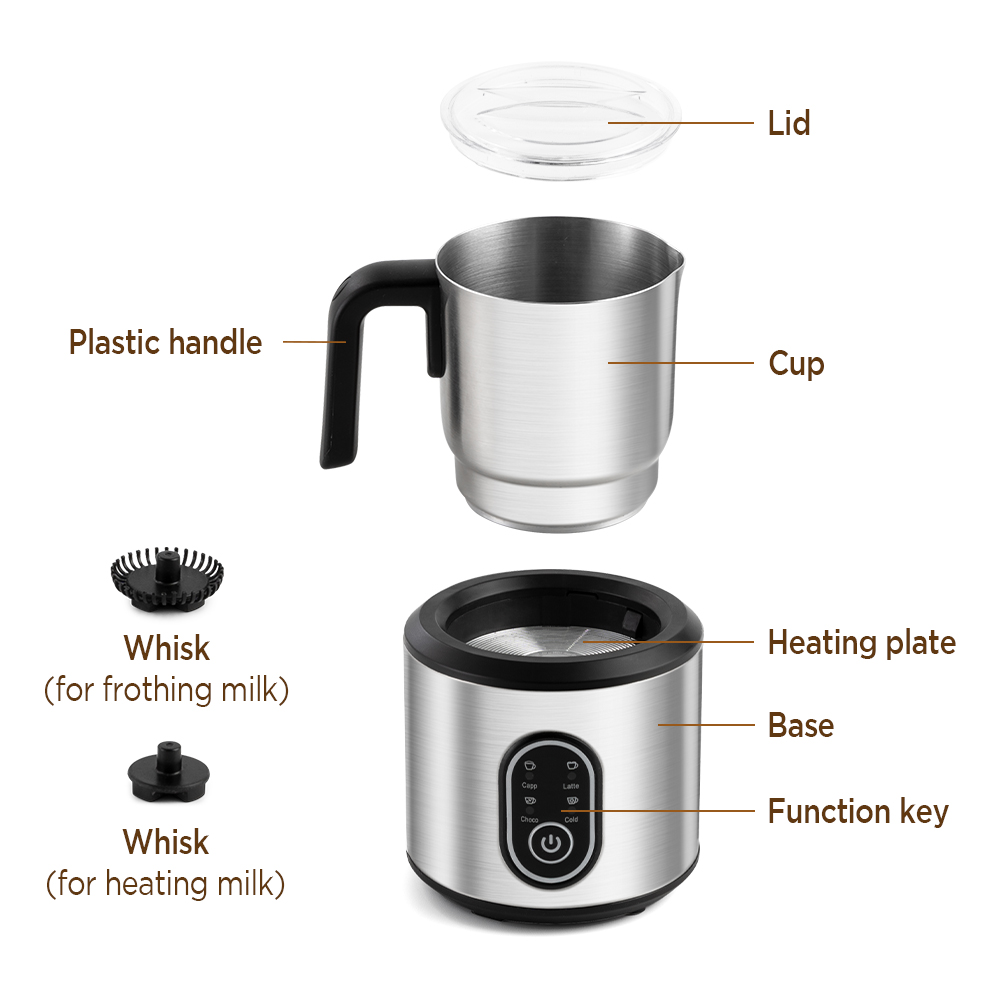 Chulux 4 in 1 Electric Milk Frother Milk Steamer Frother for Coffee, Hot Chocolates, Cappuccino, Hot Milk