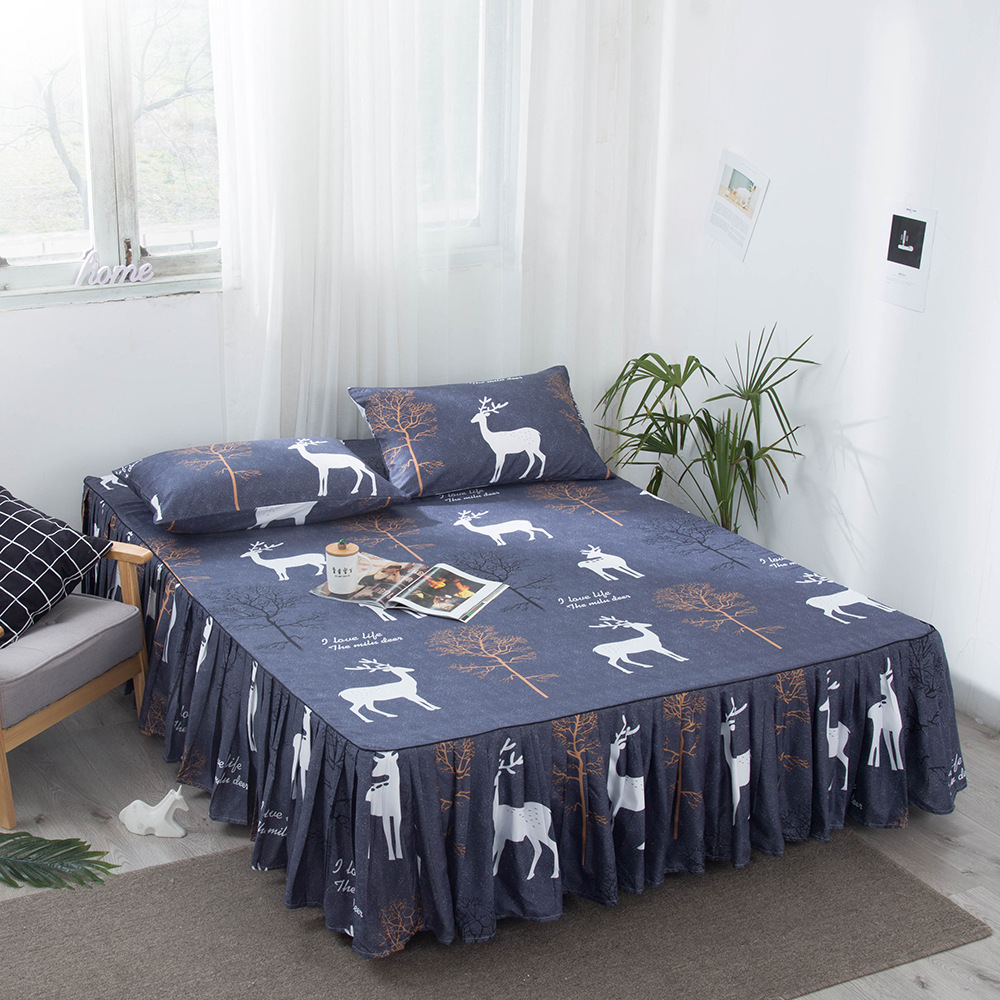 Full/Queen/King Bedskirt Dust Ruffles Bed Frame Cover Wrap Around Ruffled Bed Skirt With Adjustable Elastic Belt