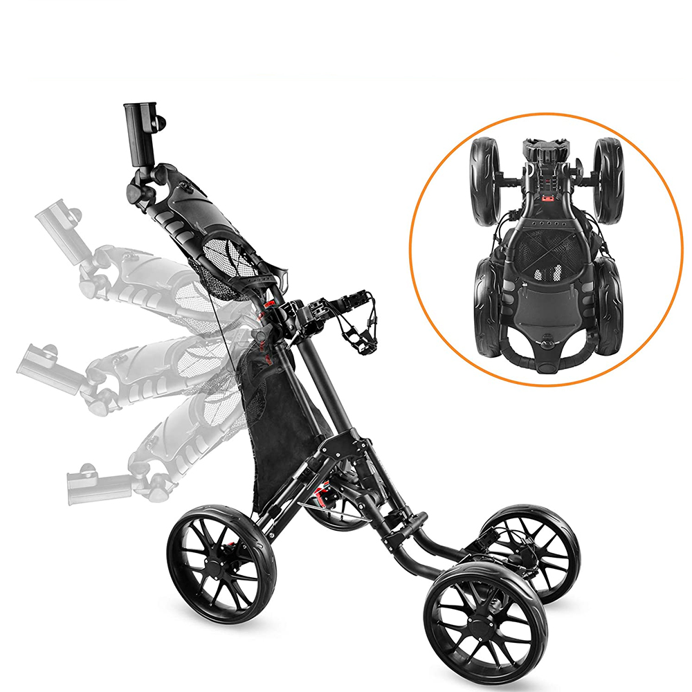 GP New Type 4 Wheel Golf Push Cart Golf Trolley with Foot Brake and Umbrella Holder