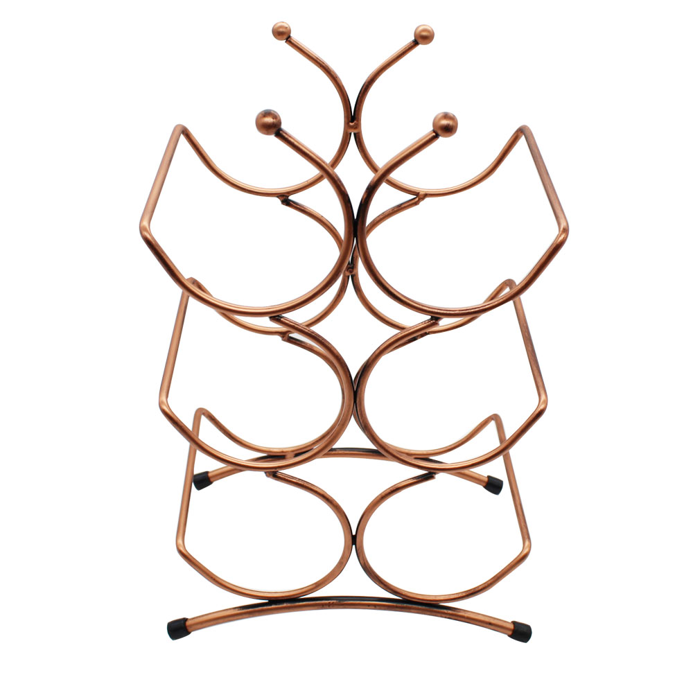 Wine decoration European wrought iron wine rack six bottles of creative fashion home decoration (brown)