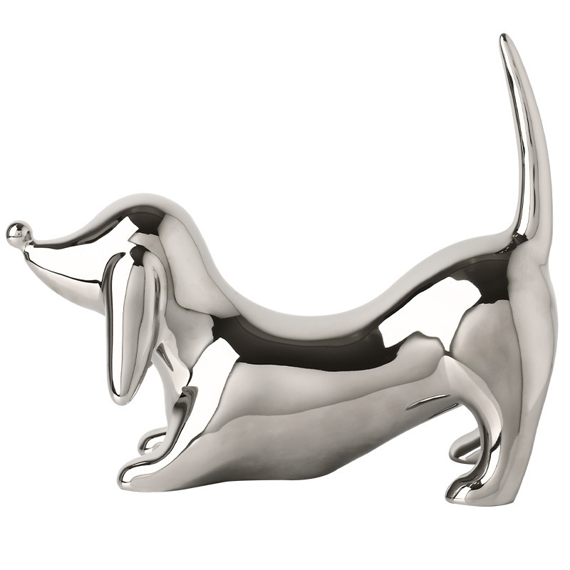 Luxury Doberman dog Ceramic Crafts Plating Art Decoration Desktop Decoration