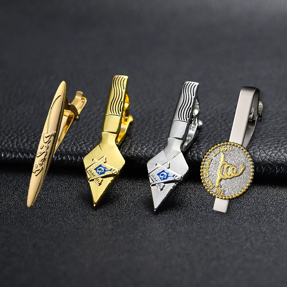 China Wholesale Tie Clip Custom Logo Silver Gold Plated Metal Clip On Tie Manufacturers