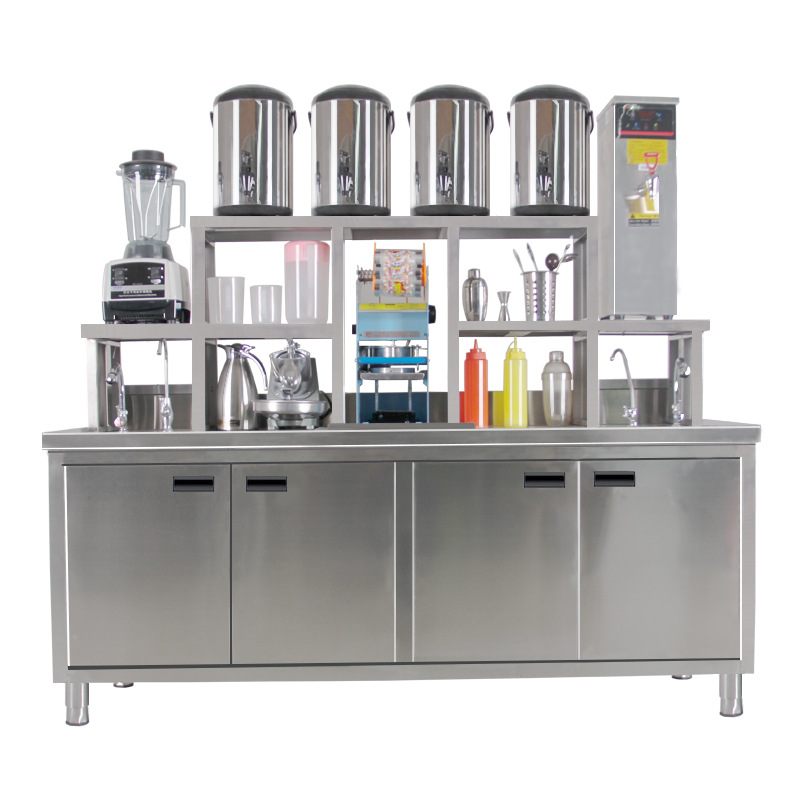 Stainless Steel Commercial Sliver New Design Customized Bubble Tea Counter Bar For Sale